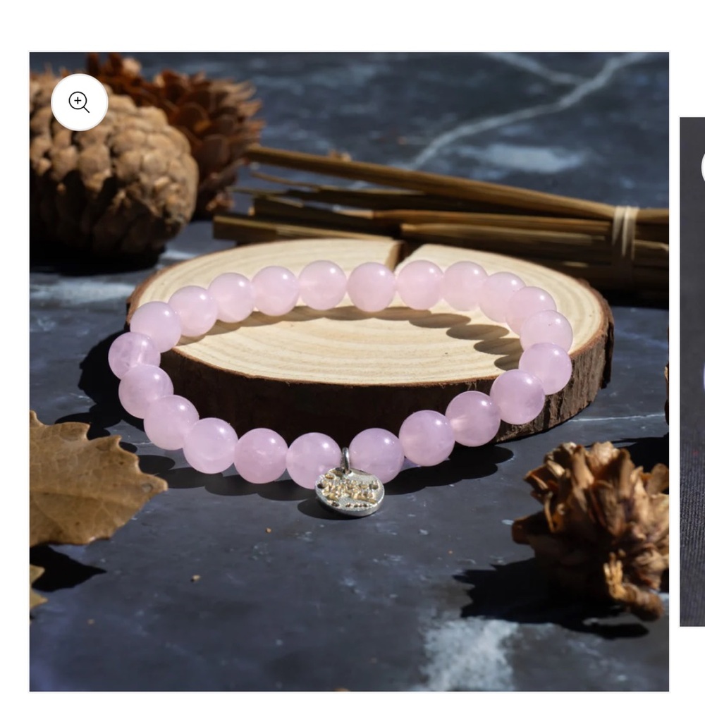 NEW! Elegant Pink Rose Quartz Beaded Bracelet with Silver Charm